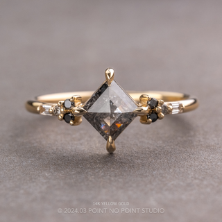 .88 Carat Black Salt and Pepper Lozenge Diamond Engagement Ring, Ombre Celine Setting