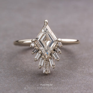 1.40 Carat Lozenge Moissanite and Diamond Engagement Ring, Wren Setting