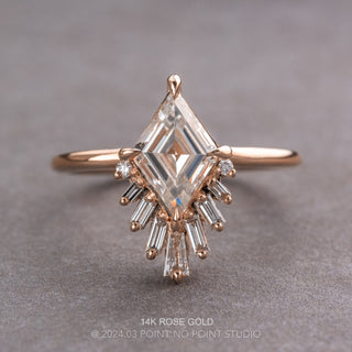 1.40 Carat Lozenge Moissanite and Diamond Engagement Ring, Wren Setting
