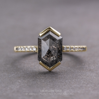 2 Carat Black Salt and Pepper Hexagon Diamond Engagement Ring, Ombre Sirena Setting