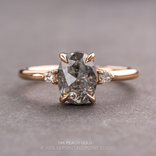 1.57 Carat Salt and Pepper Oval Diamond Engagement Ring, Zoe Setting