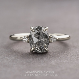 1.57 Carat Salt and Pepper Oval Diamond Engagement Ring, Zoe Setting