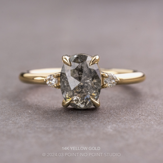 1.57 Carat Salt and Pepper Oval Diamond Engagement Ring, Zoe Setting