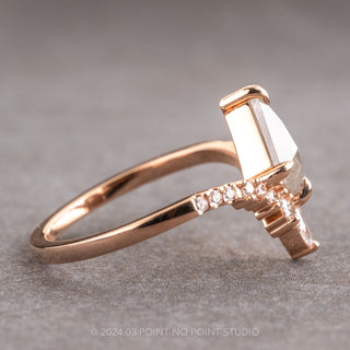1.10 Carat Icy Grey Kite Diamond Engagement Ring, Willa Setting, 14K Rose Gold