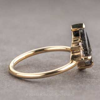 1.37 Carat Salt and Pepper Kite Diamond Engagement Ring, Sloane Setting, 14K Yellow Gold