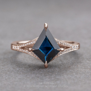 1.99 Carat Blue Kite Sapphire and Diamond Engagement Ring, River Setting