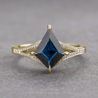 1.99 Carat Blue Kite Sapphire and Diamond Engagement Ring, River Setting