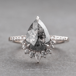 2.35 Carat Salt and Pepper Pear Diamond Engagement Ring, Avaline Setting