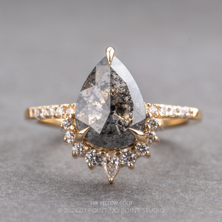 2.35 Carat Salt and Pepper Pear Diamond Engagement Ring, Avaline Setting