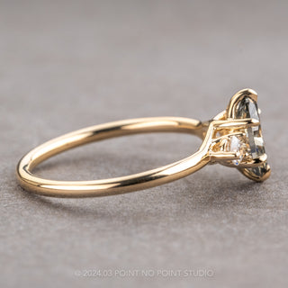 1.19 Carat Fancy Grey Oval Diamond Engagement Ring, Madison Setting, 14k Yellow Gold