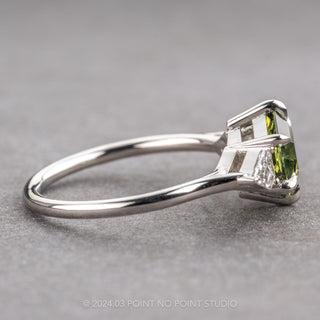 2.23 Carat Green Hexagon Sapphire and Diamond Engagement Ring, Zoe Setting, Platinum