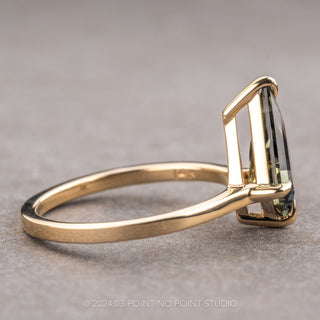 1.84 Carat Kite Sapphire Engagement Ring, Lark Setting, 14k Yellow Gold