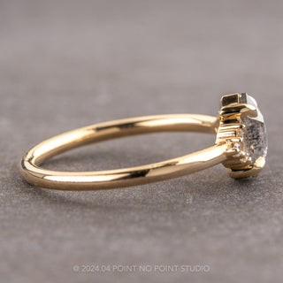 .76 Carat Betty Salt and Pepper Hexagon Diamond Engagement Ring, Betty Setting, 14K Yellow Gold