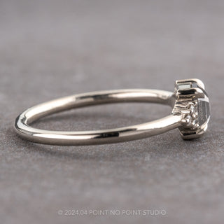 .79 Carat Black Speckled Asscher Shaped Diamond Engagement Ring, Quinn Setting, 14K White Gold