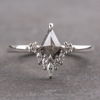 .80 Carat Salt and Pepper Kite Diamond Engagement Ring, Cami Setting