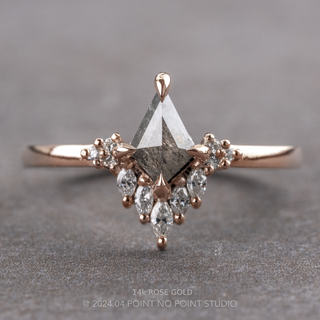 .80 Carat Salt and Pepper Kite Diamond Engagement Ring, Cami Setting