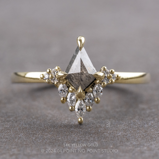 .80 Carat Salt and Pepper Kite Diamond Engagement Ring, Cami Setting