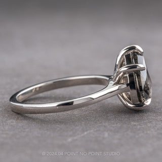 2.65 Carat Black Speckled Pear Diamond Engagement Ring, Lenora Setting, Platinum