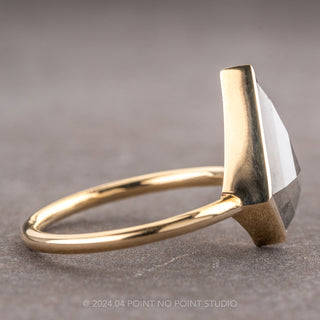 2.23 Carat Salt and Pepper Kite Diamond Engagement Ring, Bezel Jane Setting, 14K Yellow Gold
