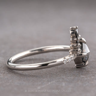 .72 Carat Black Speckled Kite Diamond Engagement Ring, Ombre Avaline Setting, Platinum