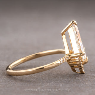 1.71 Carat Kite Moissanite Engagement Ring, Avaline Setting, 14K Yellow Gold