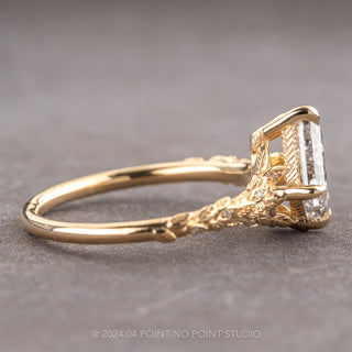 1.06 Carat Canadian Salt and Pepper Kite Diamond Engagement Ring, Pixie Setting, 14k Yellow Gold
