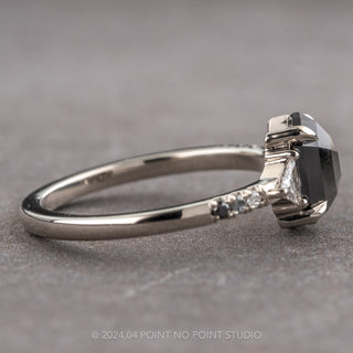 1.59 Carat Black Hexagon Diamond Engagement Ring, Ombre Eliza Setting, 14k White Gold