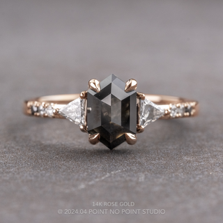 1.55 Carat Black Hexagon Diamond Engagement Ring, Ombre Eliza Setting