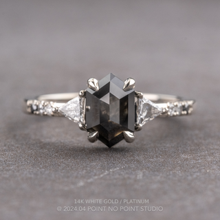 1.55 Carat Black Hexagon Diamond Engagement Ring, Ombre Eliza Setting