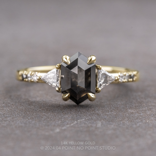 1.55 Carat Black Hexagon Diamond Engagement Ring, Ombre Eliza Setting