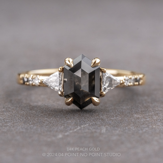 1.55 Carat Black Hexagon Diamond Engagement Ring, Ombre Eliza Setting