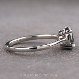 1.12 Carat Black Speckled Pear Diamond Engagement Ring, Lark Setting, Platinum