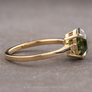 3.04 Carat Hexagon Sapphire Engagement Ring, Lark Setting, 14k Yellow Gold