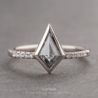 1.17 Carat Salt and Pepper Kite Diamond Engagement Ring, Bezel Jules Setting