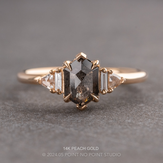 1.20 Carat Black Hexagon Diamond Engagement Ring, Beatrice Setting