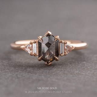 1.20 Carat Black Hexagon Diamond Engagement Ring, Beatrice Setting