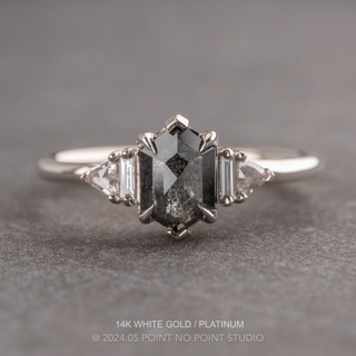 1.20 Carat Black Hexagon Diamond Engagement Ring, Beatrice Setting
