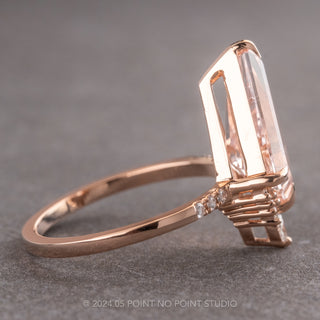 2.99 Carat Kite Morganite and Diamond Engagement Ring, Avaline Setting, 14k Rose Gold