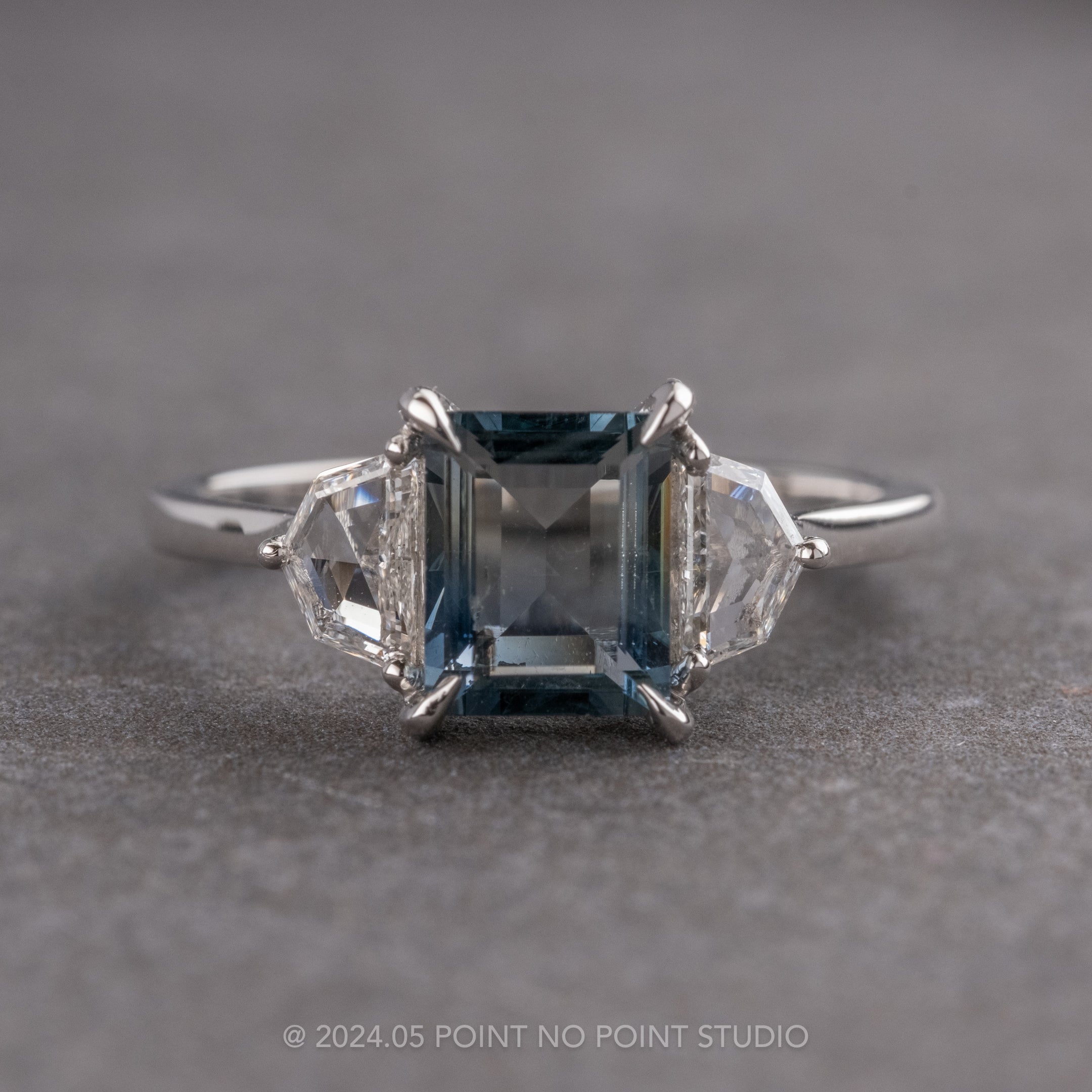 Montana Sapphire and Diamond Engagement Ring, Point No Point Studio