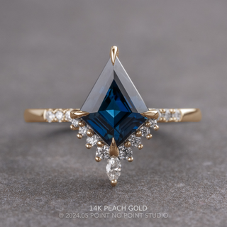 1.92 Carat Blue Kite Sapphire and Diamond Engagement Ring, Avaline Setting