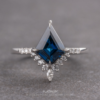 1.92 Carat Blue Kite Sapphire and Diamond Engagement Ring, Avaline Setting