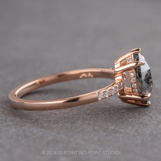 1.18 Carat Salt and Pepper Marquise Diamond Engagement Ring, Juliette Setting, 14k Rose Gold