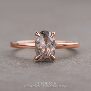 1.25 Carat Canadian Salt and Pepper Oval Diamond Engagement Ring, Tulip Basket Jane Setting