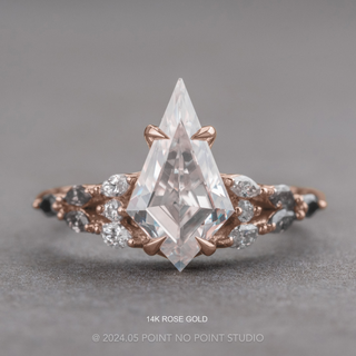 Kite Moissanite and Diamond Engagement Ring, Ombre Winnie Setting
