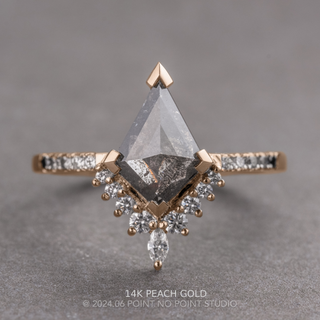 1.68 Carat Black Speckled Kite Diamond Engagement Ring, Ombre Avaline Setting