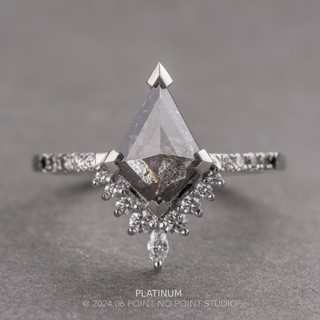 1.68 Carat Black Speckled Kite Diamond Engagement Ring, Ombre Avaline Setting