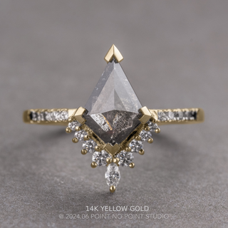 1.68 Carat Black Speckled Kite Diamond Engagement Ring, Ombre Avaline Setting