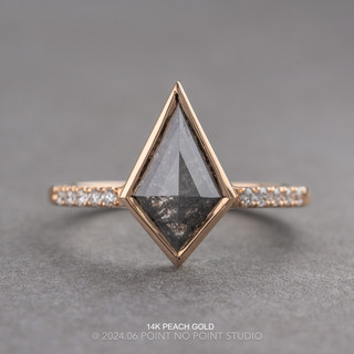 2.04 Carat Black Salt and Pepper Kite Diamond Engagement Ring, Bezel Jules Setting