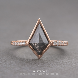 2.04 Carat Black Salt and Pepper Kite Diamond Engagement Ring, Bezel Jules Setting