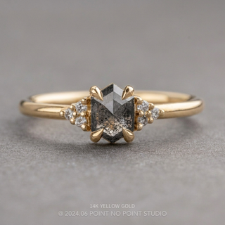.60 Carat Black Salt and Pepper Hexagon Diamond Engagement Ring, Quinn Setting